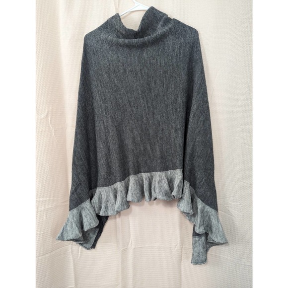 NWOT! NARDI & TALIAFERRI! MADE IN ITALY WOOL BLEND RUFFLED PONCHO! SZ OS - Picture 6 of 7
